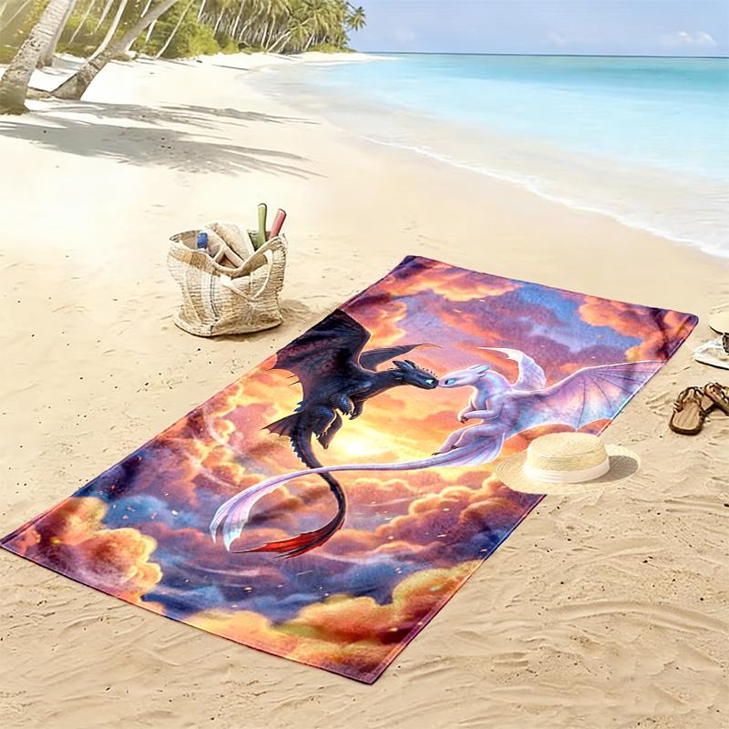 Dragon Trainning Print Beach Towel, Large Soft Quick Dry Towel for Beach Camping Swimming