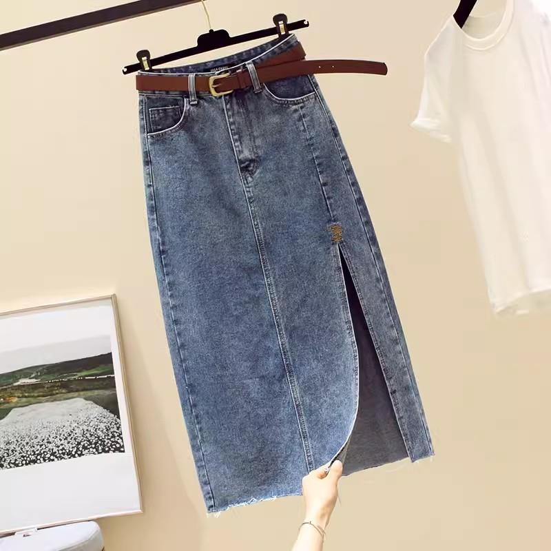 High Waist Jeansrock Damen Freizeitkleidung Frühling Sommer Schlank Gesäßbetont Eng Anliegend A-Linie Röcke Damen