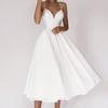 Abito Midi da Donna Scollo a Cuore Senza Maniche Vestibilità Svasata Vita Media Elegante Abito a Linea ad A