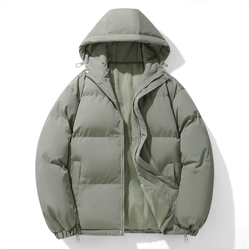 Autumn Winter Men's Parkas Windproof Cotton-Padded Thickened Hooded Puffer Jackets Casual Loose Fit Bread Cotton Outerwear
