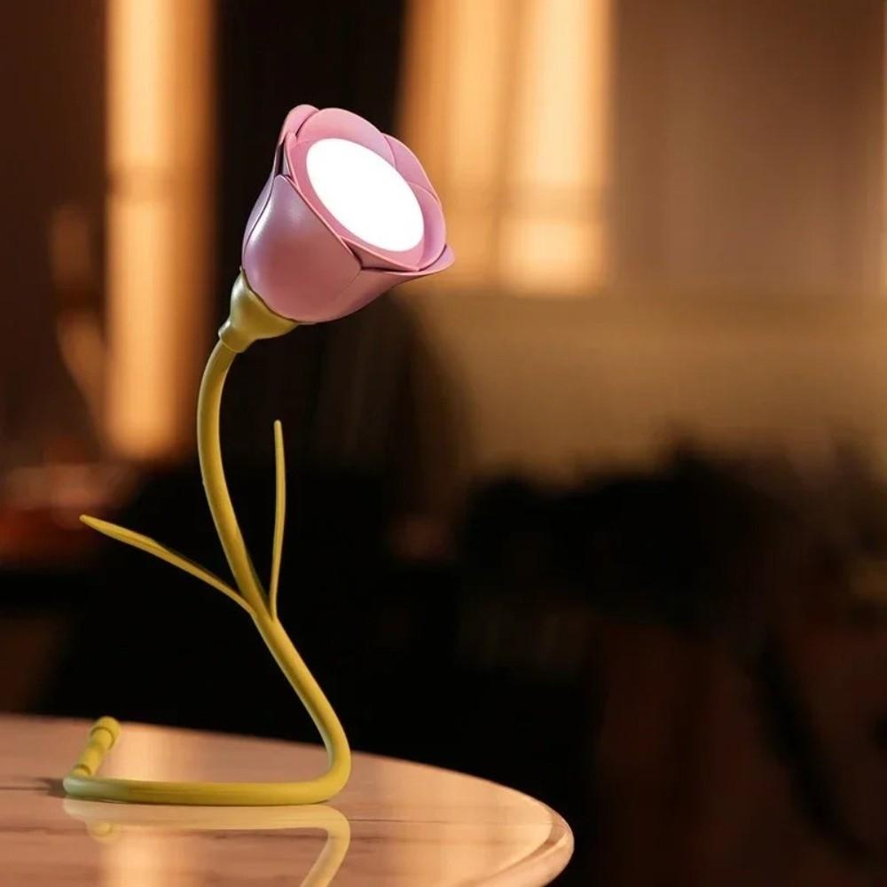 Mit Helligkeitsspeicher Schreibtischlampe Biegsame Blume LED Tischlampe Tragbare Rose LED Lampe Nachttisch