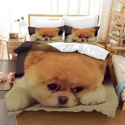 Pomeranian Duvet Cover Animal Dogs Cute Pet Theme for Women Kids Bedroom Decoration Queen Size for Dog Lovers Duvet Cover Gifts