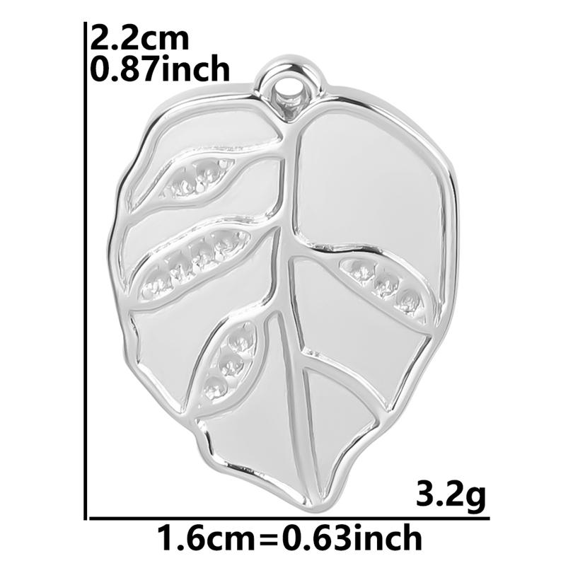 6pcs Silver Color Plant Tree Leaf Flower Charms For Jewelry Making Earring Necklace Connector Stainless Steel Charm Pendant Bulk
