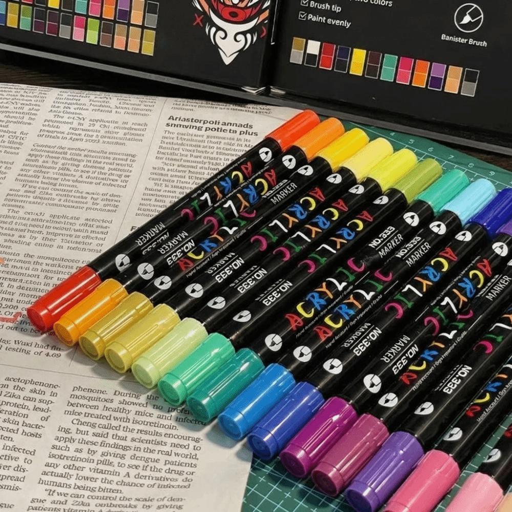 Dual Color Acrylic Paint Markers 24/48/72 Colors Dual Tip Markers Dual-ended Markers  Ceramic Craft