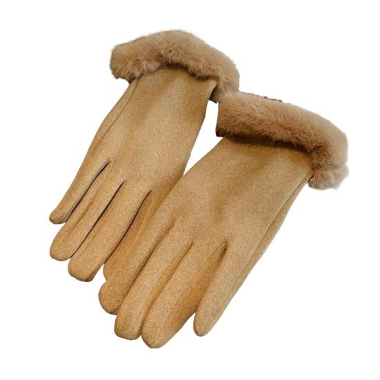 

1 пара женских зимних перчаток с сенсорным экраном, теплые перчатки на флисовой подкладке, термоперчатки из искусственной замши с манжетой из искусственного меха для девочек и женщин