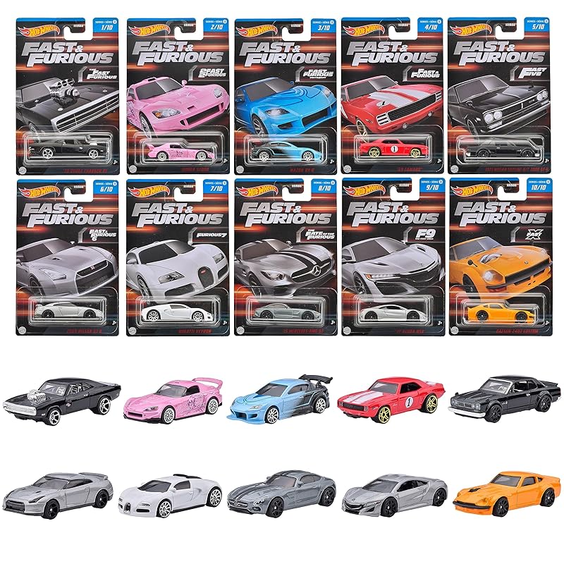 

Колеса Hot Wheels) Ассортимент на тему «Форсаж» [в комплекте 10 мини-автомобилей] [3 года и старше] 986C-HNR88