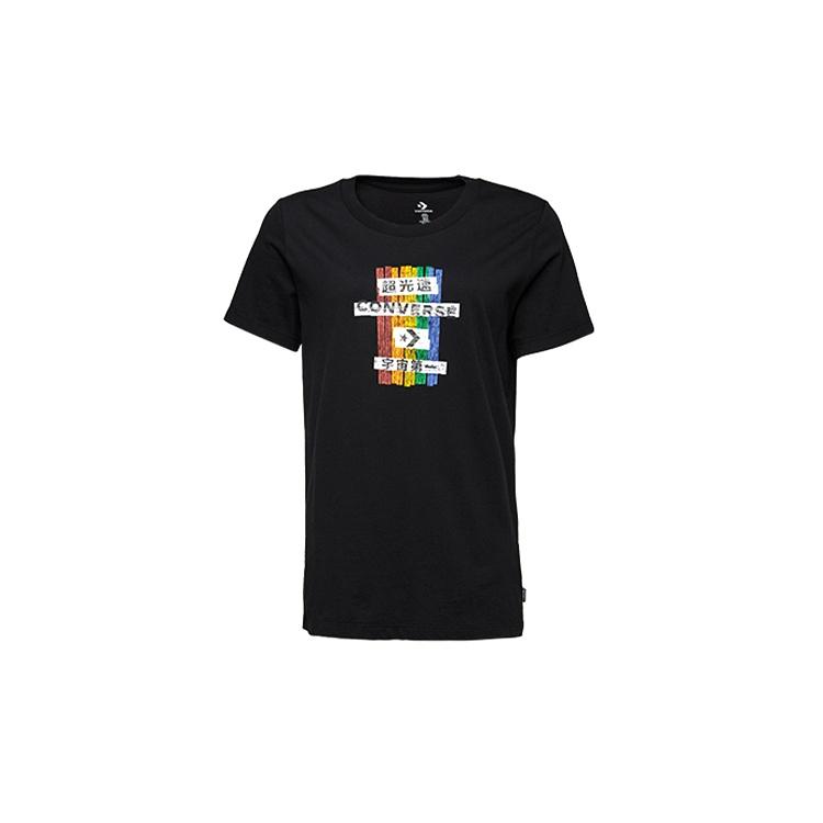 (WMNS) Converse Classic Basic Slim Fit Printing Short Sleeve Black Women s 10018492-A02 M