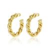 Light Luxury Gold-Plated Spiral Twist Hoop Earrings - Versatile C-Shaped Design for Women