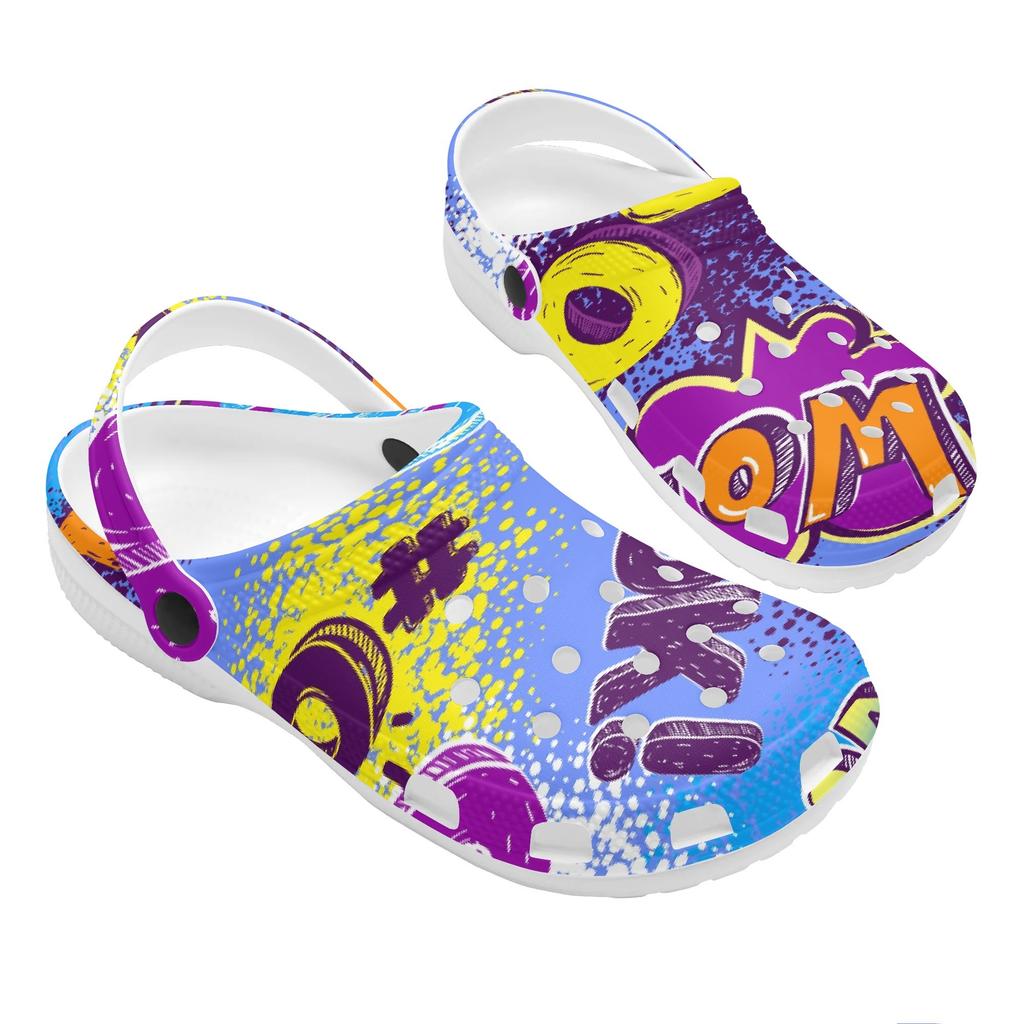 Breathable EVA Clogs Unisex Color Printed Lightweight Slip On Garden Shoes Beach Pool Bathroom Home Summer Wear Travel Shoes