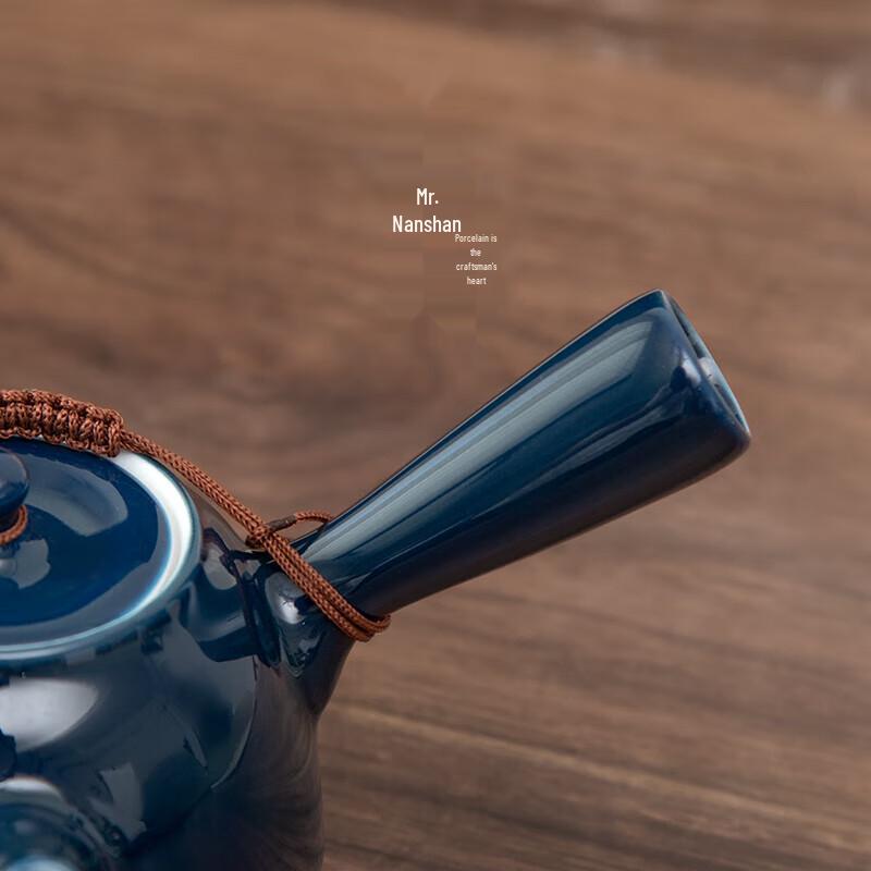 Chinese Celadon Blue Ceramic Side Handle Teapot