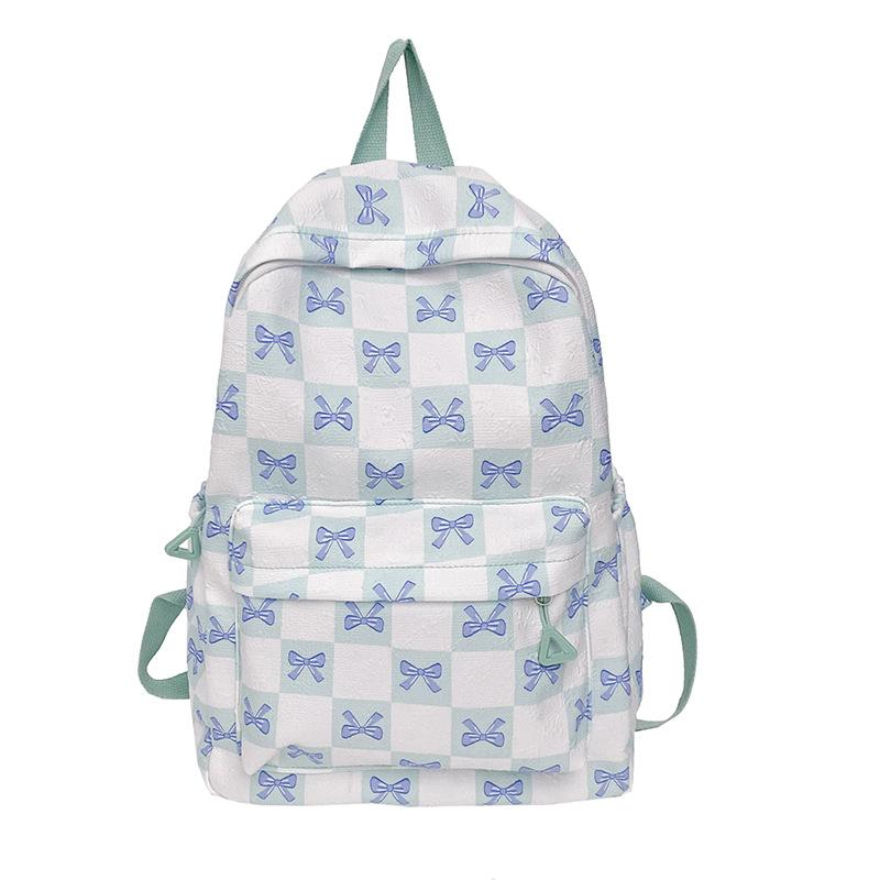 

Милый рюкзак с бантом для девочек, Универсальный и легкий клетчатый рюкзак для старшеклассниц зелёный