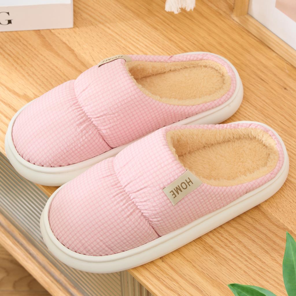 Leather waterproof cotton slippers autumn and winter indoor home non-slip bottom velvet warm couple antibacterial cotton mop
