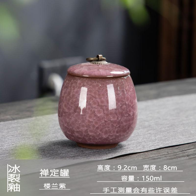 Ice Cracked Ceramic Tea Cans Tea Bag Storage Box Storage Cans with Lid Copper Buckle Tea Sets Home Decoration Accessories