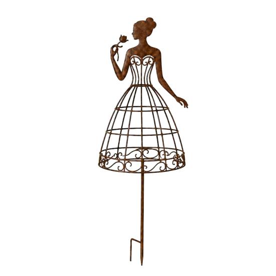 Floral Vine Support Frame Vintage Lady Garden Trellis Stake, Rustic Art Decor for Yard, Elegant Woman Silhouette Outdoor Flower Bed Ornament