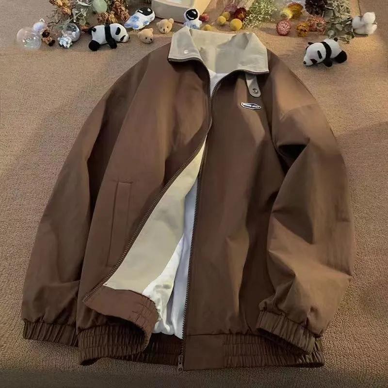 Übergröße Herren Frühling Herbst Reversmantel Lässig Locker Reißverschluss Absatz Bequeme Arbeitskleidung Jacke Oberbekleidung