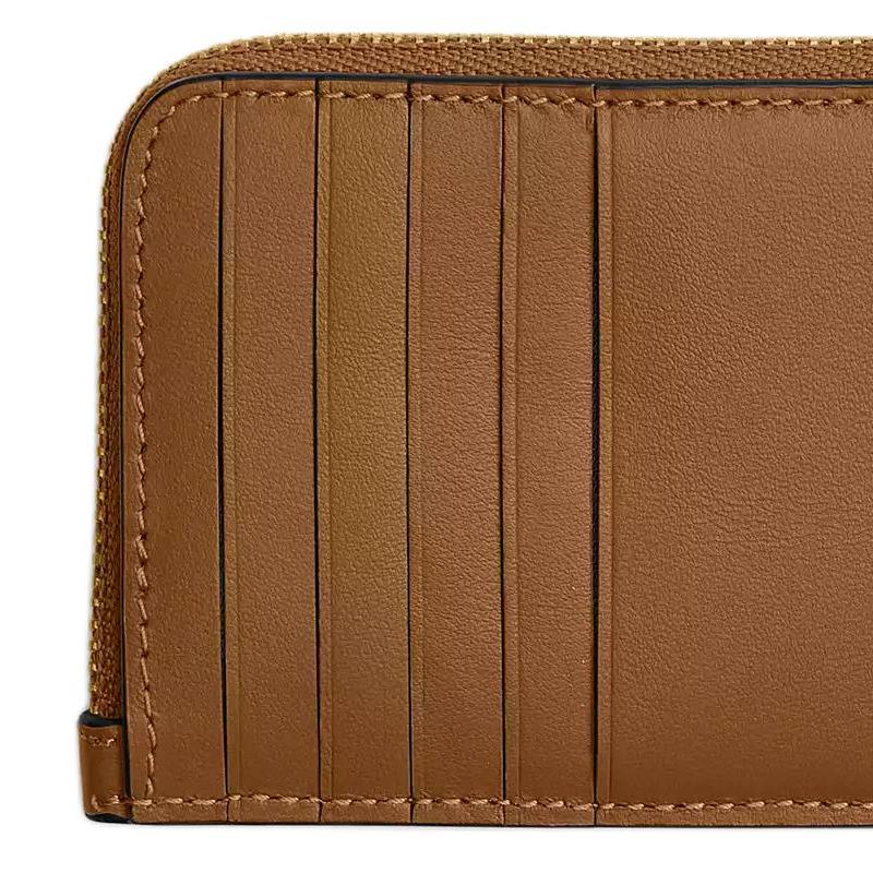 Coach 19 Gold Logo Zipper Closure Calfskin Card Case Women accessories Honey-Brown CZ112-B4T7J