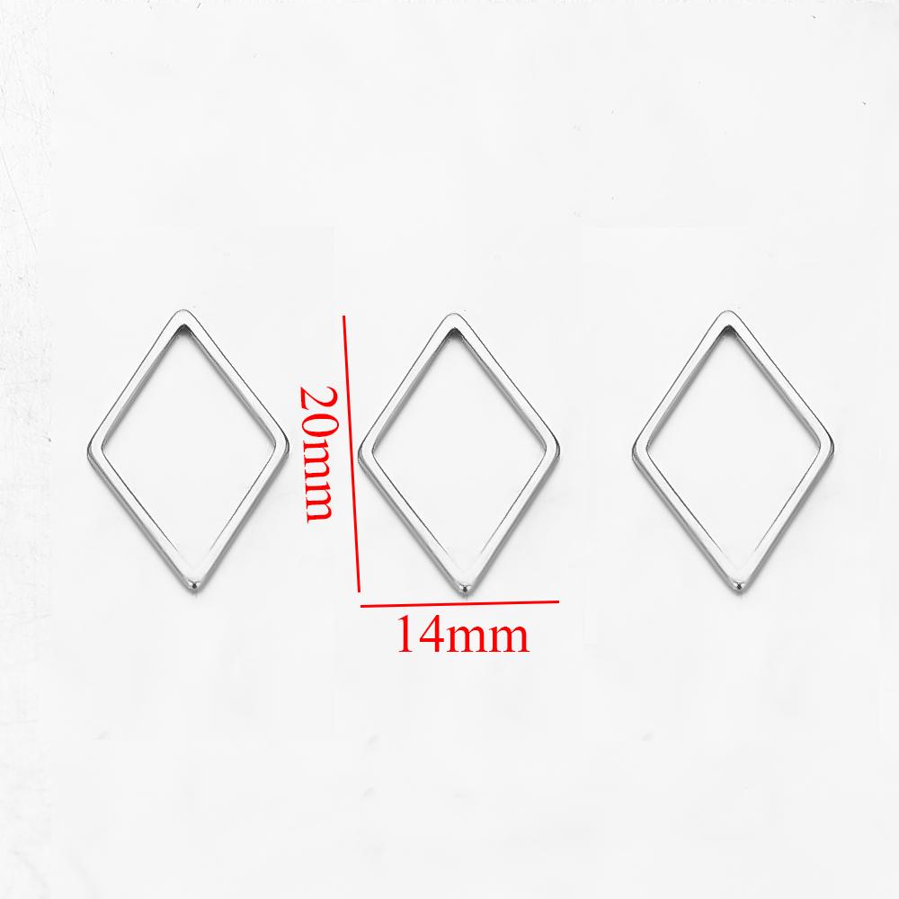 20pcs Stainless Steel Rhombus Charms for Bracelet Connector Necklace Pendants Handmade Earrings DIY Jewelry Making  Accessories