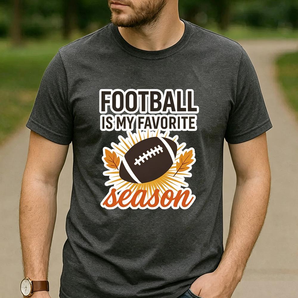 Football Lover Graphic T Shirt Football Is My Favorite Season Maple Leaf Sunburst Print Unisex Cotton Fall Sports Casual Tee