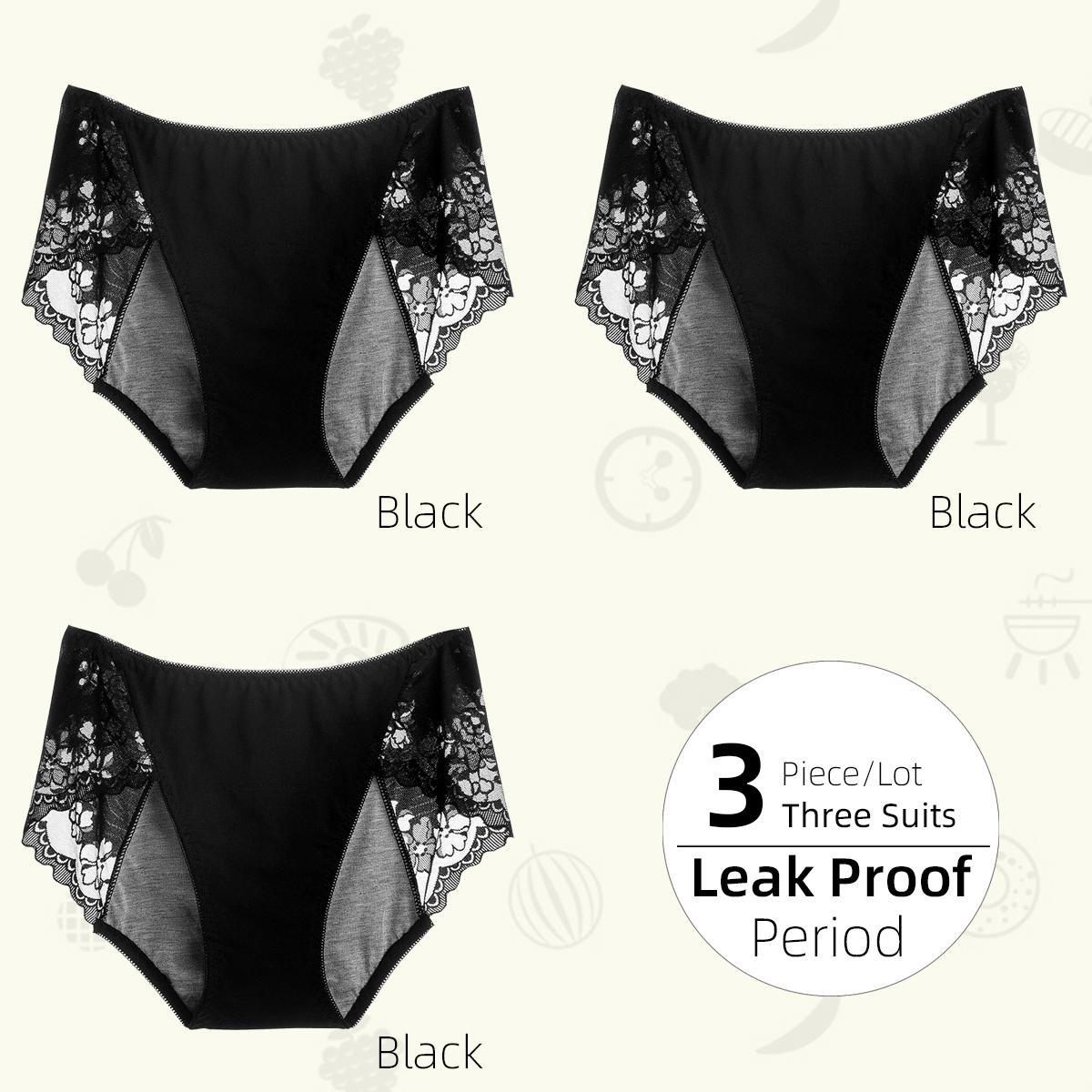 

1/3 шт., средняя талия, 3 слоя, герметичные женские физиологические трусы, кружевные женские трусы, удобные дышащие женские трусы для менструации L