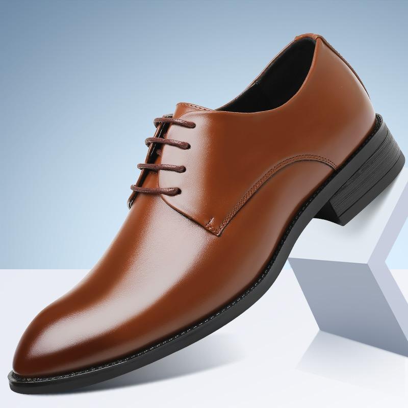 Leather Shoes for Men Classic Business Formal Shoes Fashion Pointed Casual Shoes for Men Soft Soled Driving Shoe Lace Up Oxfords