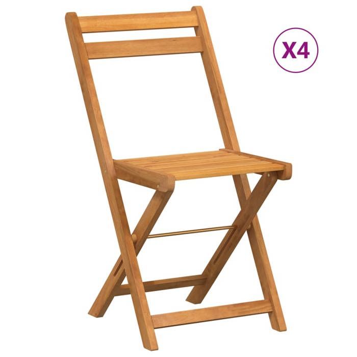 VidaXL Set of 4 Folding Bistro Chairs, Terrace Seats, Balcony Chairs, Outdoor Patio Furniture, Wood 3216305