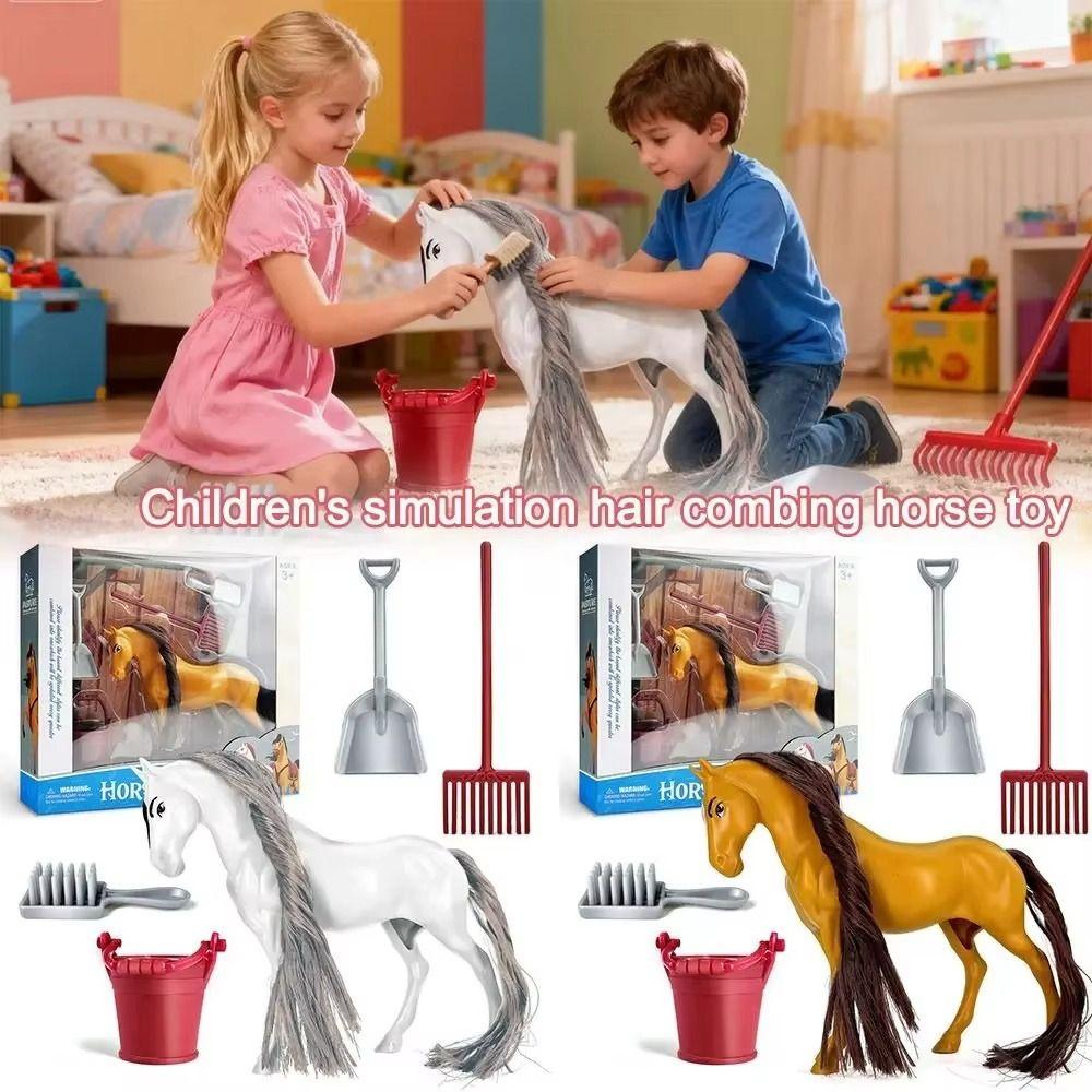 Farm Animal Horse Animal Model Can Comb Hair Horse Action Figure Ranch Horse Model Toys Kids Toy