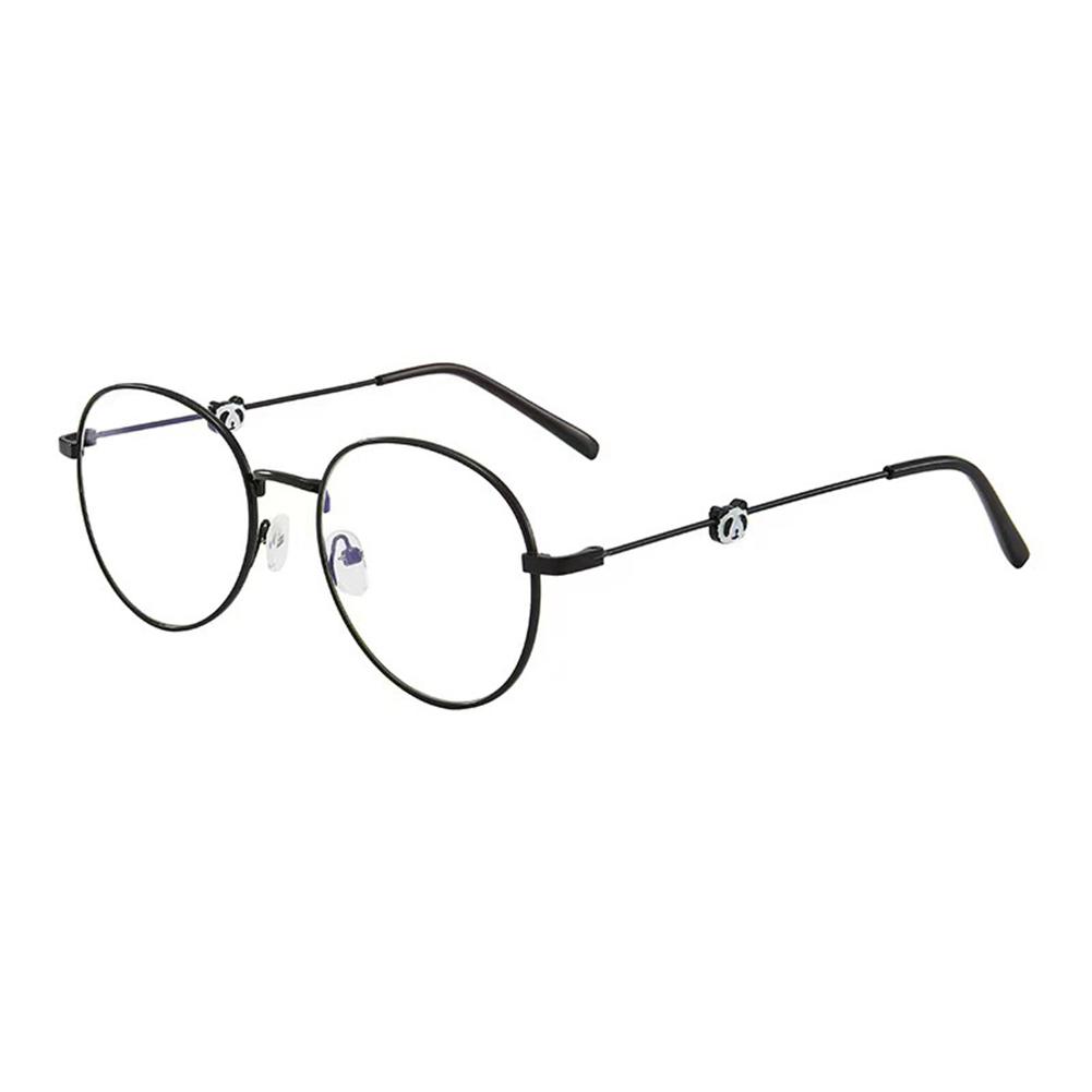 Mode Damen Büro Blaulichtfilter Übergroße Computerbrille Großer Metallrahmen Niedliche Panda Damen Blaulichtblockierende Brille