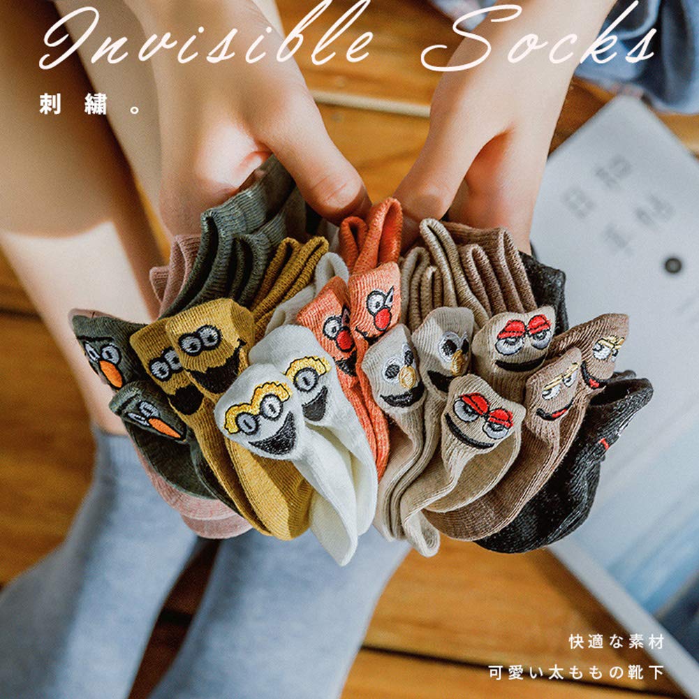 Sekuzy Knöchel Großpackung 10 Paar Damensocken, Dünn, Frühling/Sommer, Bestickt, Baumwolle, Geruchshemmend, Rutschfest, Kauf, 22-25cm,