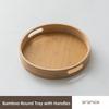 New Round Wood Tray Wooden 25/30/35/40CM Tea Food Tray With Handle Dessert Pallet Coffee Home Table