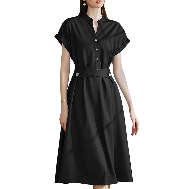 

ZANZEA Женское летнее платье с V-образным вырезом, свободное, повседневное, с коротким рукавом 4XL чёрный