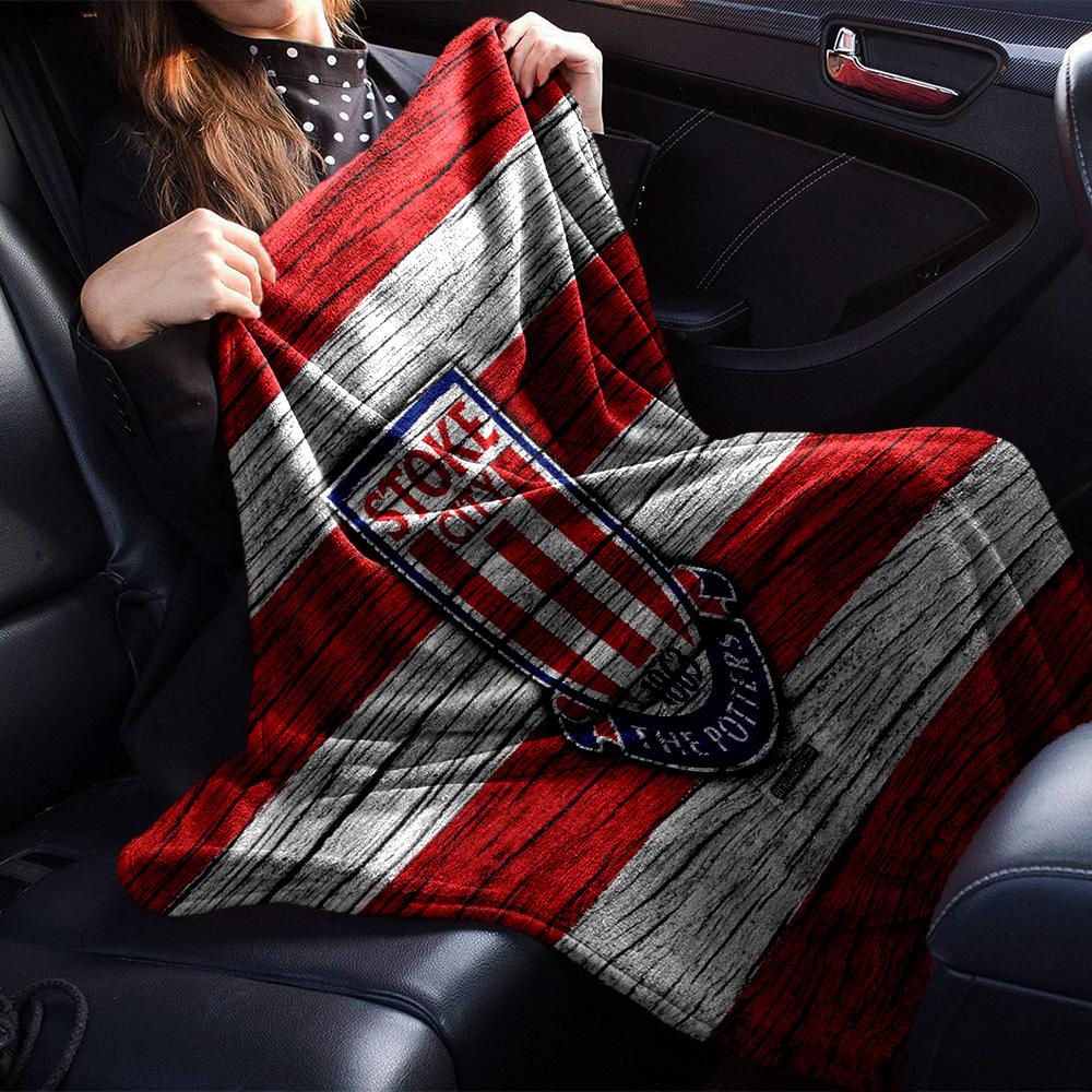 Stoke Football Club Flannel Blanket, Soft Polyester, Modern Design, All-Season for Camping, Travel, Gifts for Holidays or Birthdays
