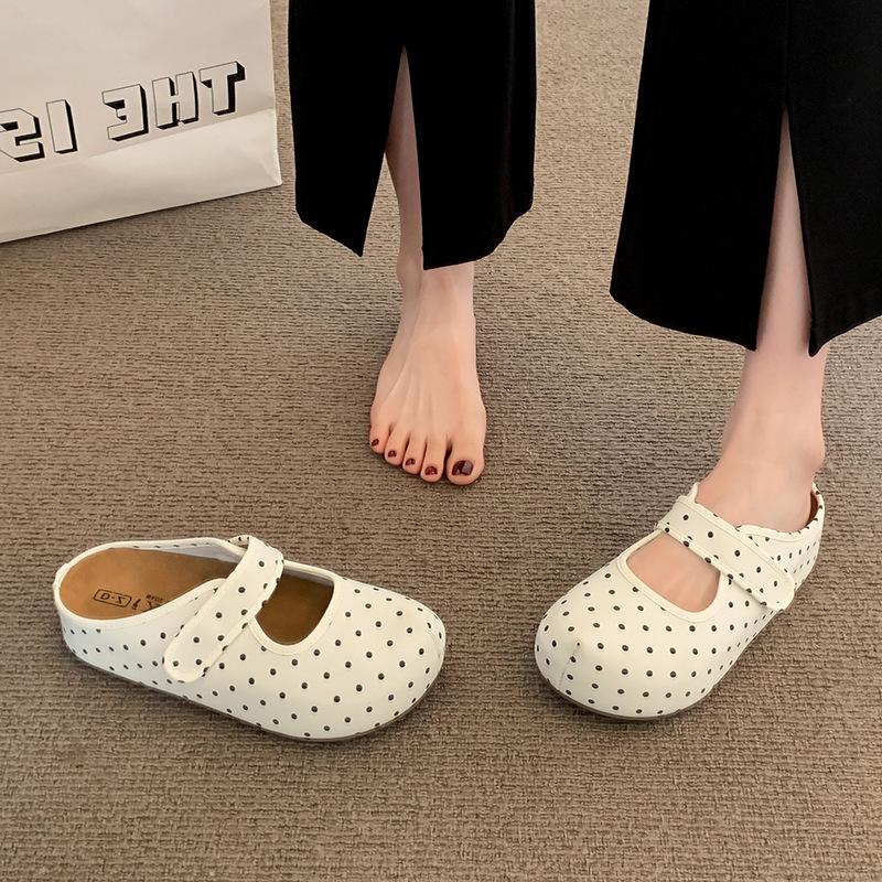 French polka dot platform bag head slippers women's autumn and winter new Birkenstocks versatile outer wear cool slippers