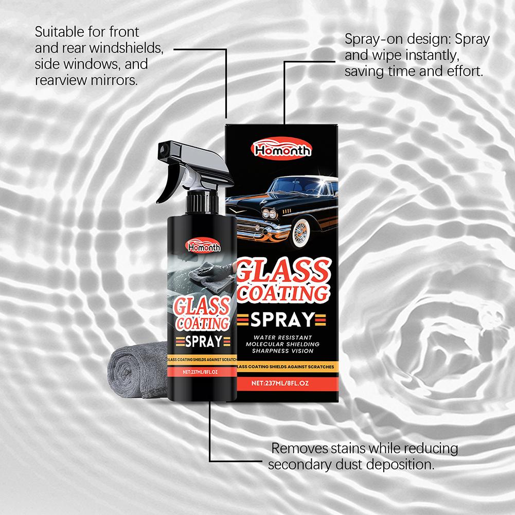 237ml Glass Coating Spray,Water-Repellent Polish Automotive Glass Cleaner Hydrophobic Coating Sprays With Towel For Car
