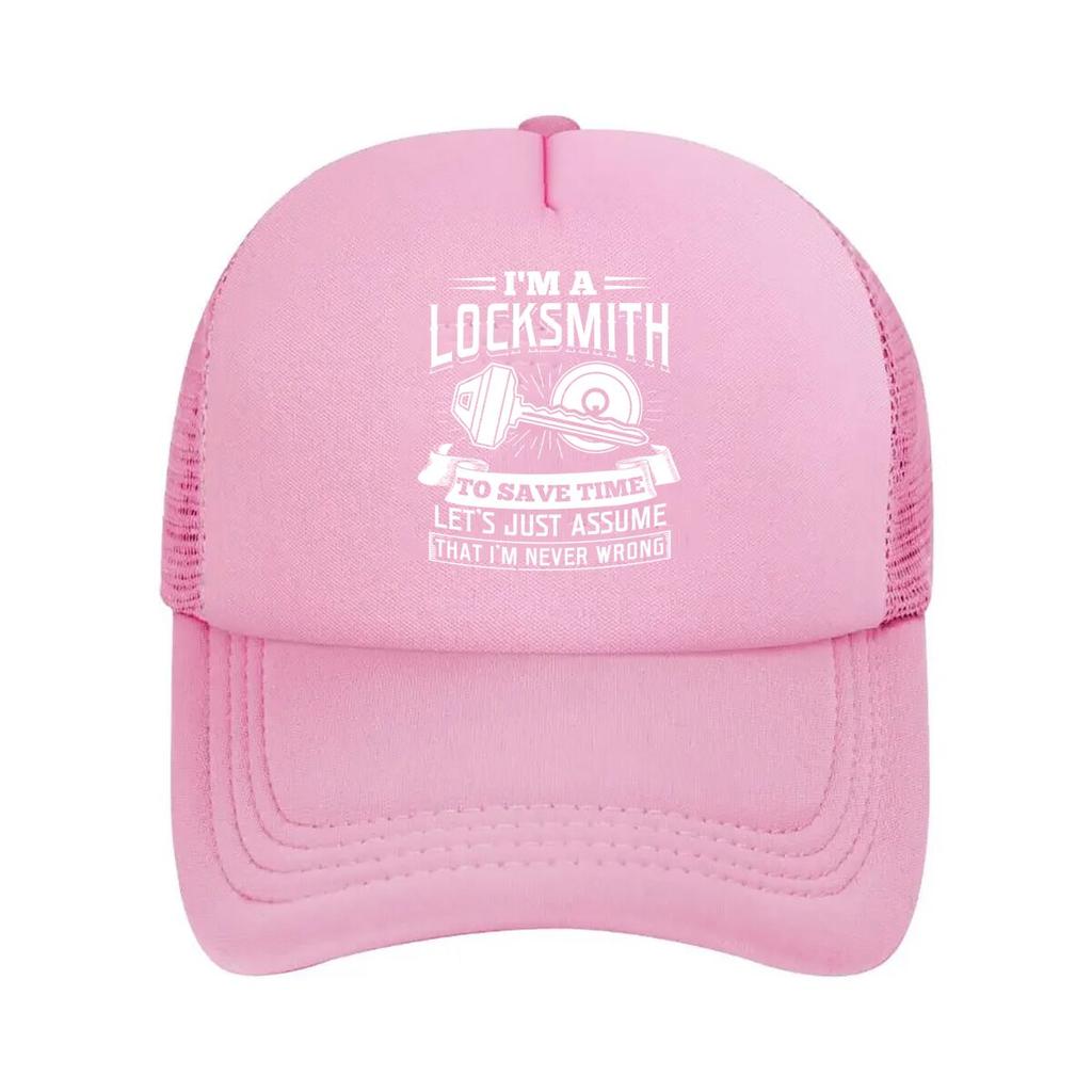 “Locksmith Humor” - Job Pride, Key Motif with Sarcastic Text for Tradespeople Mesh Baseball Cap