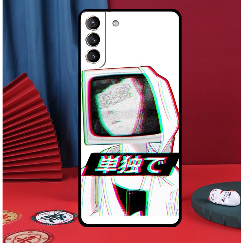 Sad Anime Aesthetic Senpai Phone Case For Samsung Galaxy S24 Ultra S9 S10 S20 S21 S22 Plus S23 FE S25 Ultra Back Cover