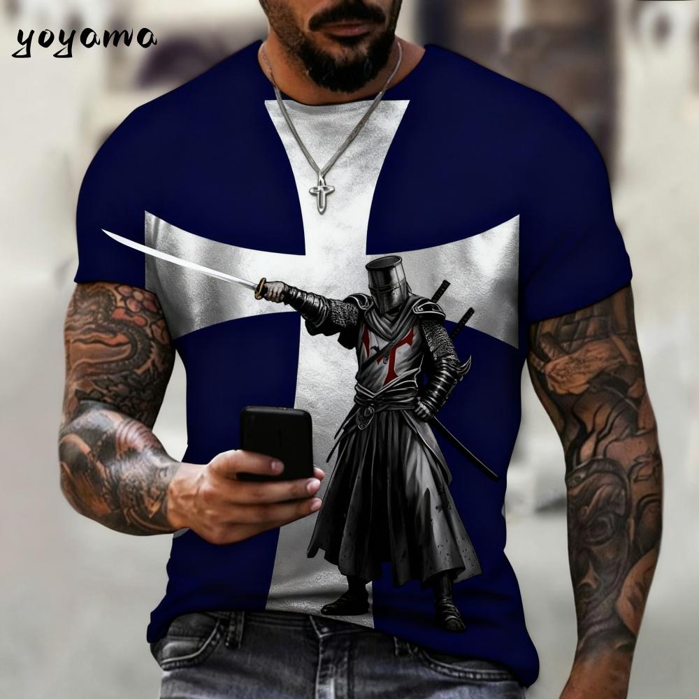 Vintage Templerritter 3D-Druck T-Shirt Kinder Sommer Kinder Kurzarm-T-Shirt Jungen und Mädchen T-Shirts Streetwear Y2k Kleidung