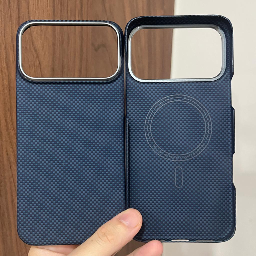 Magnetic Real Aramid Carbon Fiber Phone Case Cover On For iPhone 15 16 17 Pro Max Air 17Pro ProMax I15 I16 I17 Macsafe Magsafe