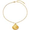 Stainless Steel Ocean Shell Pendant Necklace for Women, 18K Gold Clavicle Chain