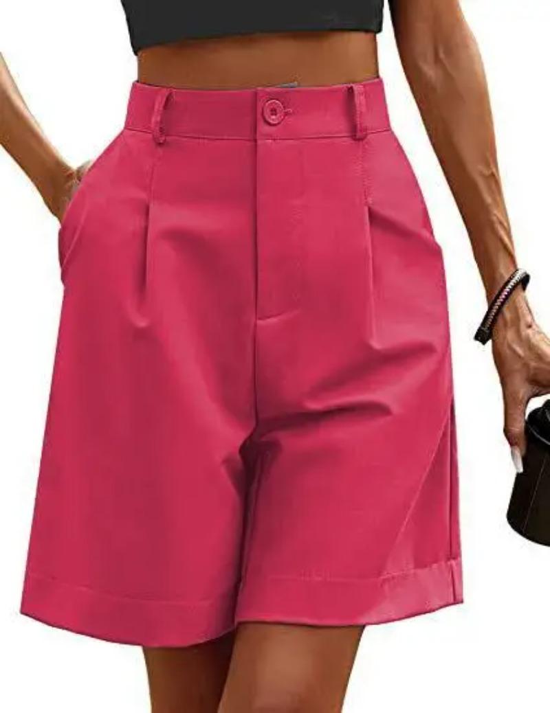 

Шорты до колена, женские повседневные шорты-бермуды Damen, эластичные шорты Weites Bein, шорты Knie Sommer Mit Taschen XXXL розы красного