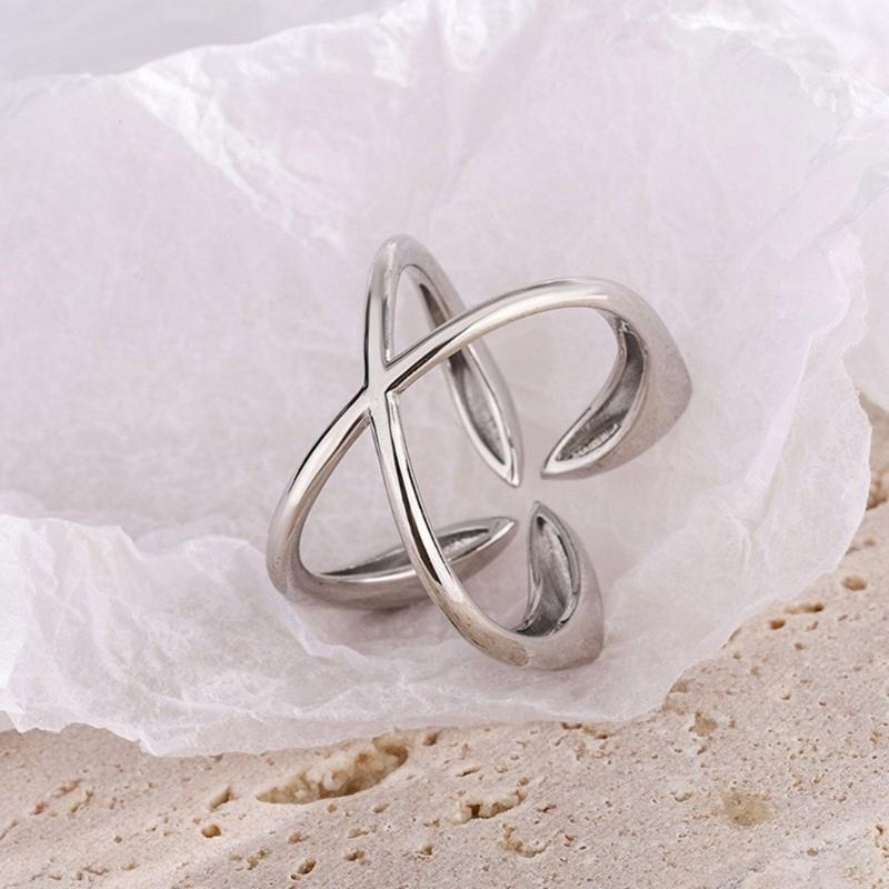 Lines Crossed Geometric Ring for Stylish Women Adjustable Size Open Finger Ring Unique Accessories Date Night Accessory