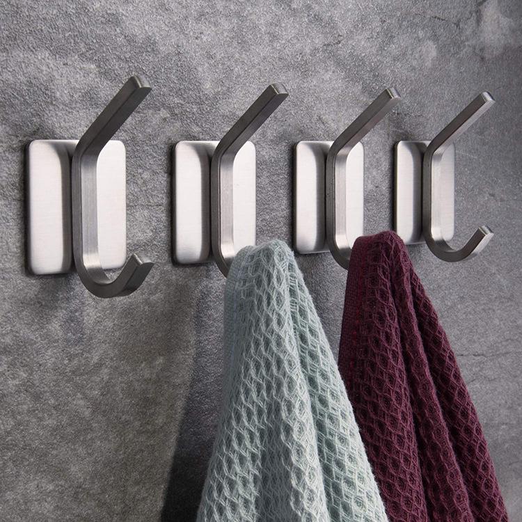 Wall Hooks Hanger Bathroom Kitchen Home Stick Stainless Steel 304 Self Adhesive Coat Hook