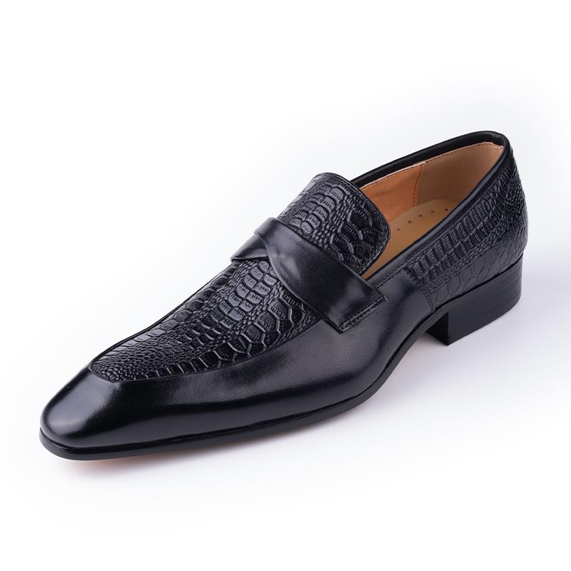 Fashion Genuine Leather Shoes For Men Dress British Business Party Slip on Black Point Toe Fashion Casual Formal Suit Handmade Men Shoes