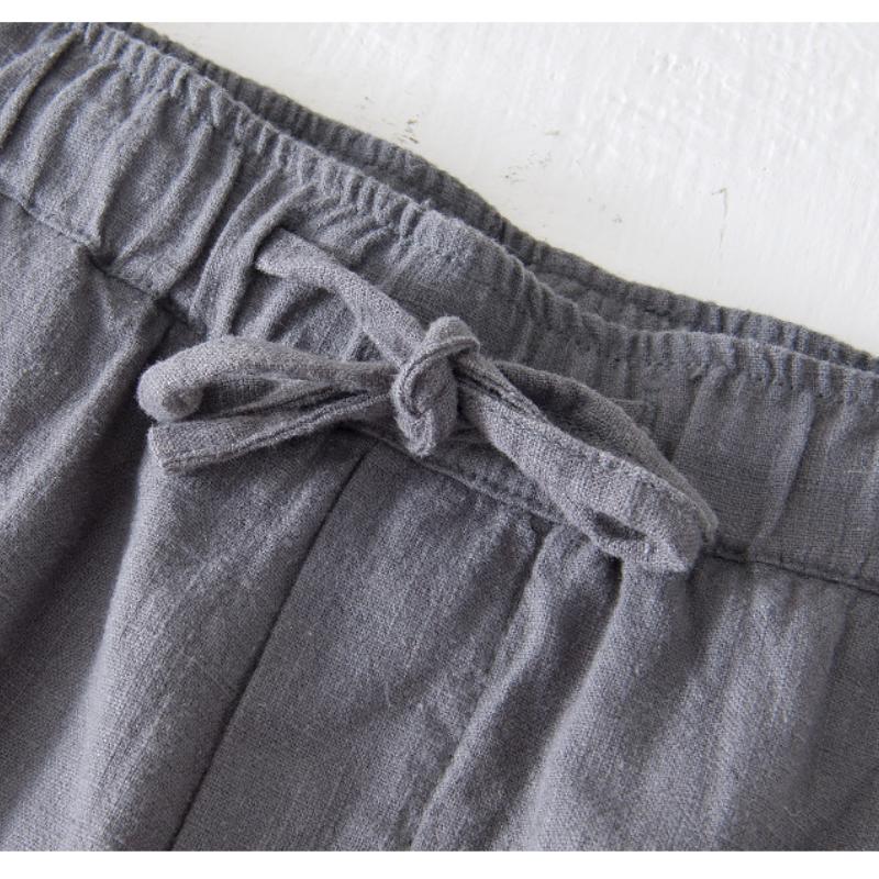 Summer Fashion Men's Shorts Youth Beach Baggy Short Pants Casual Solid Color Thin Cotton Linen Elastic Waist Shorts Breathable
