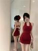 Celebrity Chain Neck Strap Evening Dress Suspender Skirt Women's Summer Pure Desire Sexy Backless Waist Dress