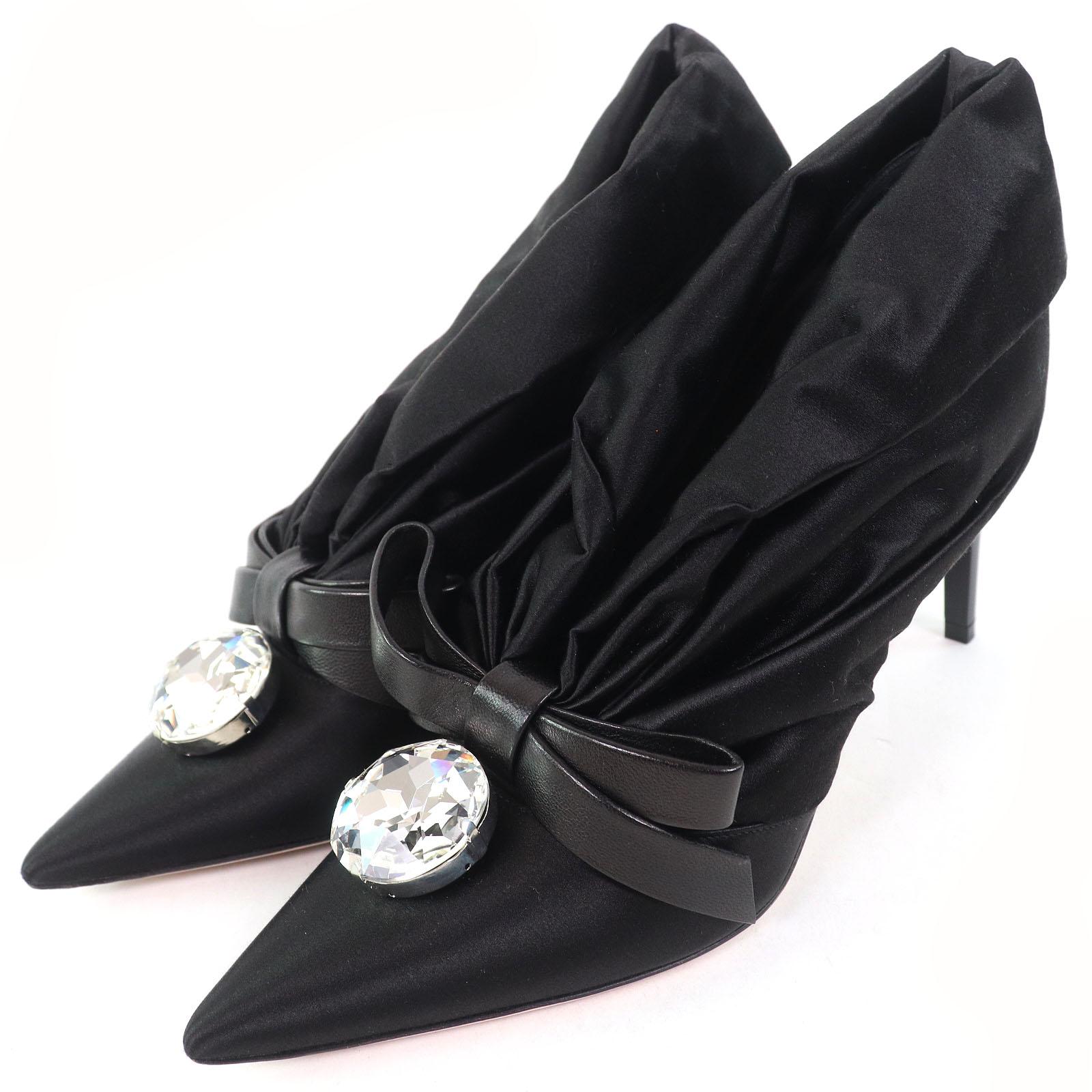 

Excellent MIUMIU pumps With beaded ribbon black Satin Women 36 Used