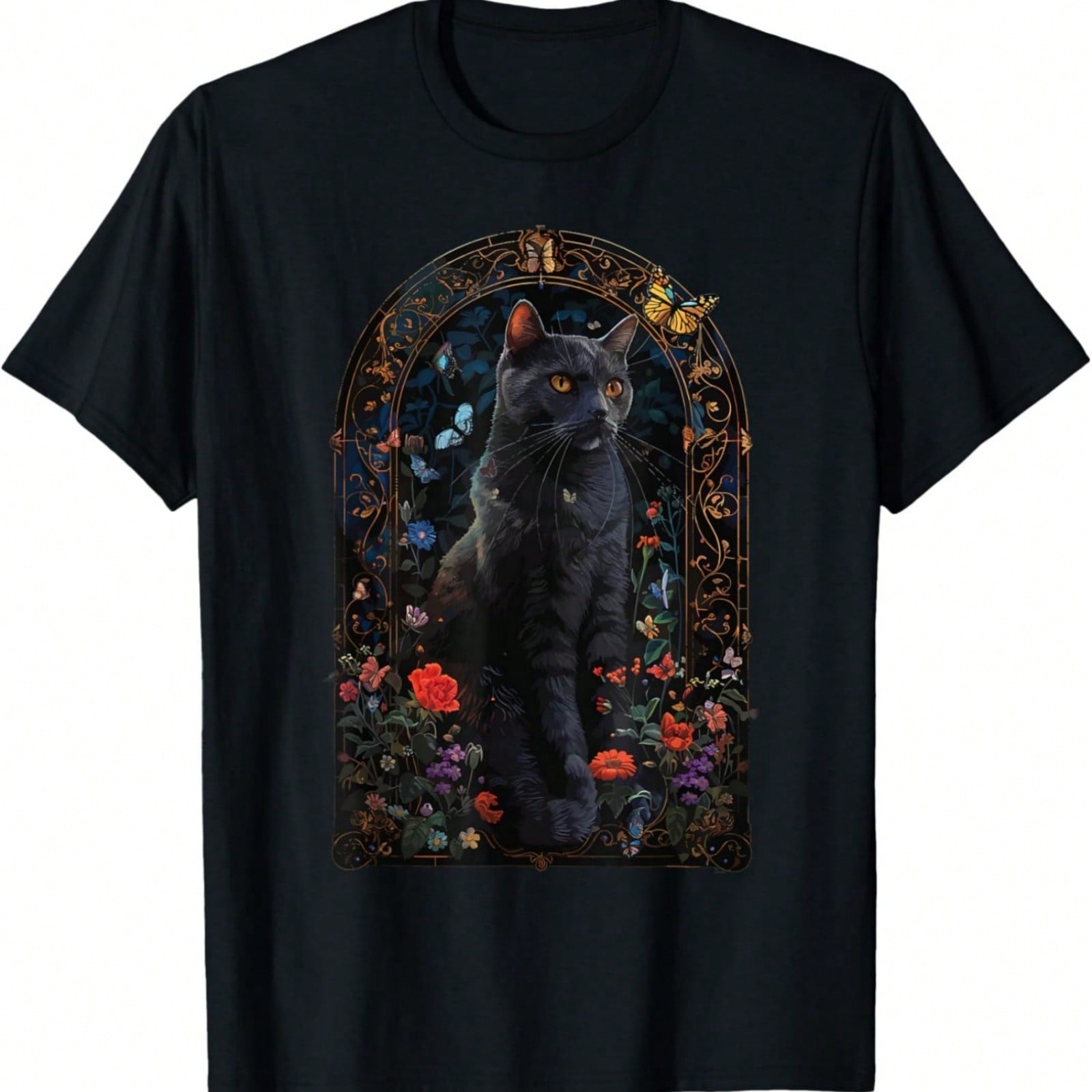 Russian Blue Cat Flower T-Shirt S разноцветный