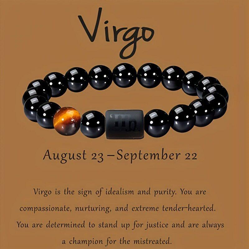 Twelve Constellations Elastic Bracelet with Tiger Eye and Agate Beads
