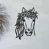 Vintage Metal Horse & Flower Wall Art for Living Room, Office, Bar & Halloween Decor
