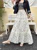French Floral High-Waisted A-Line Skirt - Summer Fresh Mid-Length Skirt