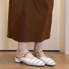 Sheepskin Version~ French Retro Square Head Hollow Bag Head Sandals Women's Versatile Light Mouth Breathable Casual Muller Shoes Single Shoes